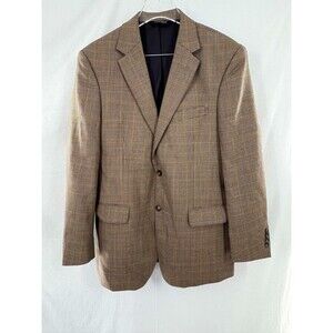 JOS A BANK 42R Travelers Blazer Sport Coat Men's Houndstooth Brown Tan Wool